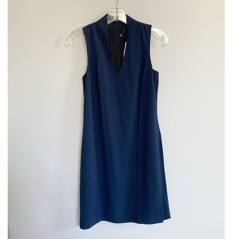 J.Crew Navy Blue Sleeveless Split Neck Shift Dress J8052 NEW XXS - Picture 9 of 13